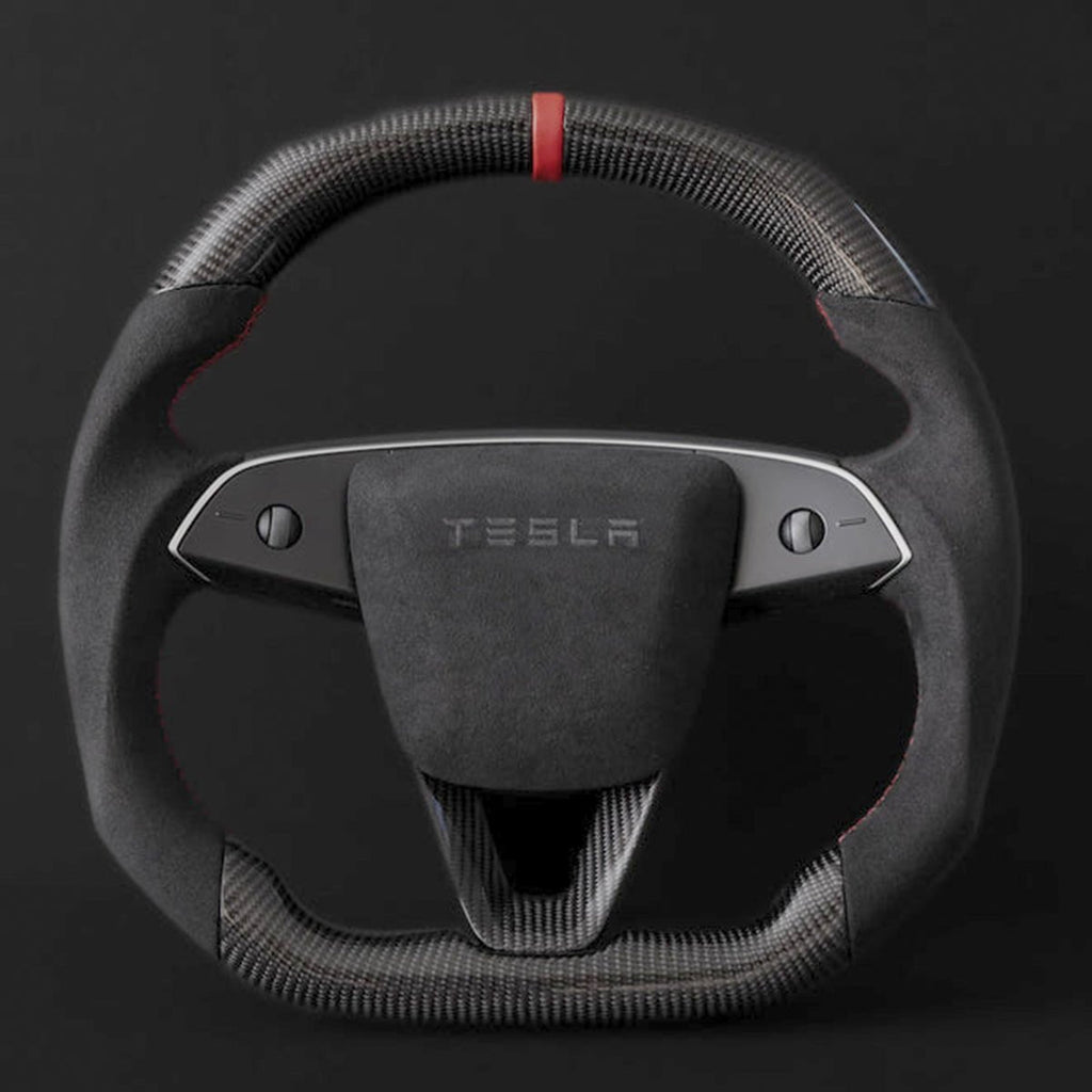 Sikunuo Alcantara Carbon Fiber Steering Wheel for Model 3 Highland / Model Y Juniper