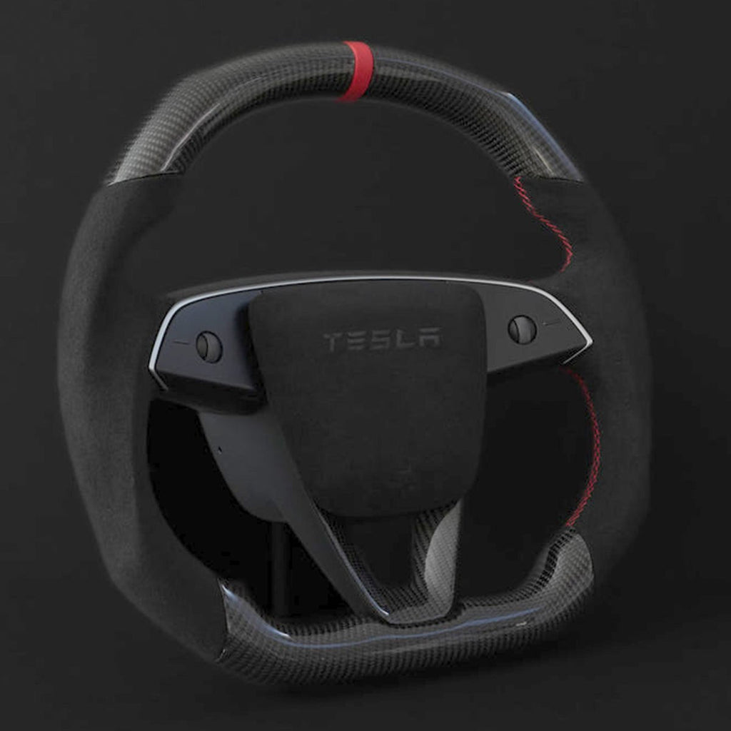 Sikunuo Alcantara Carbon Fiber Steering Wheel for Model 3 Highland / Model Y Juniper