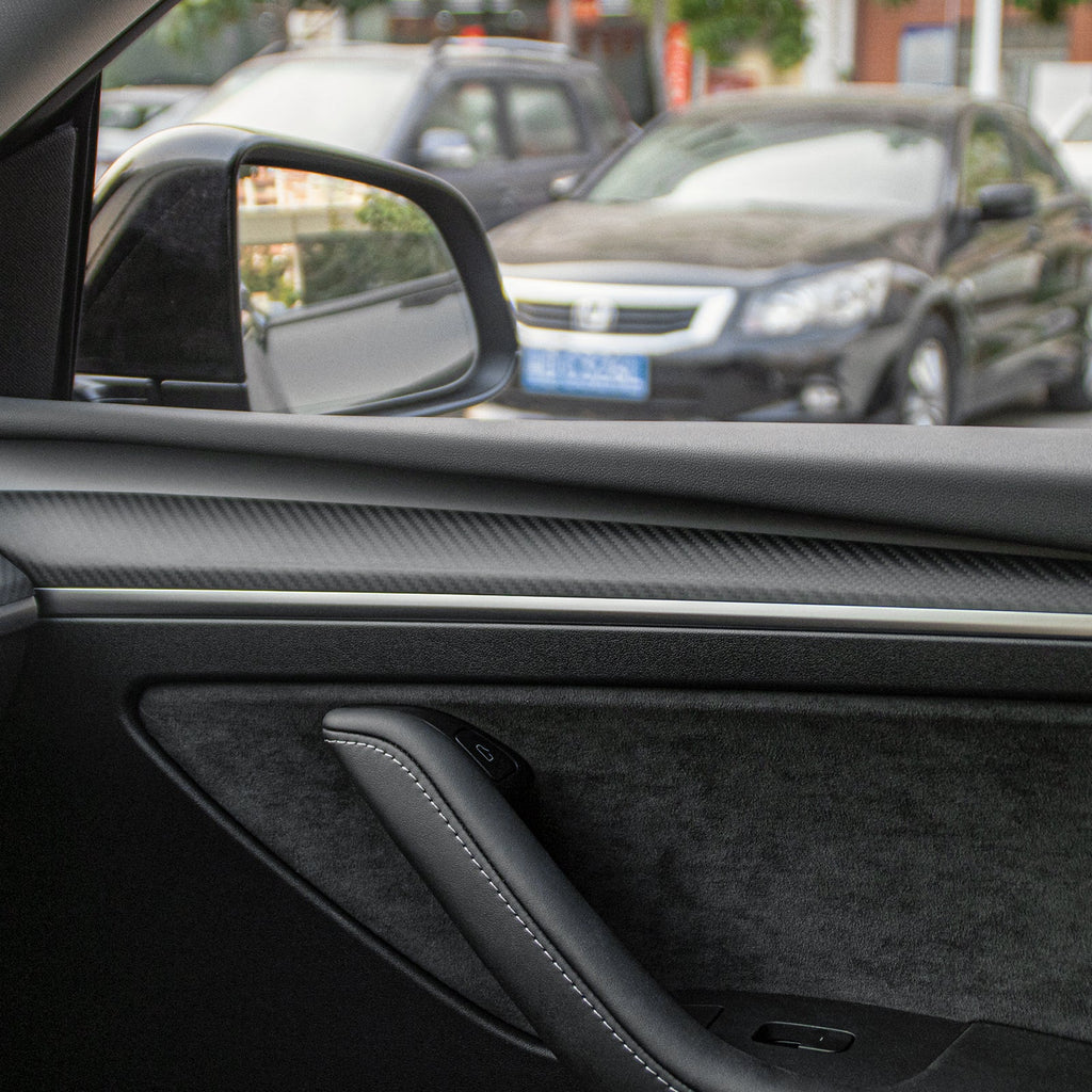 Sikunuo Model 3 / Y Door Panel Trim - Carbon Fiber Interior Mods【2pcs】