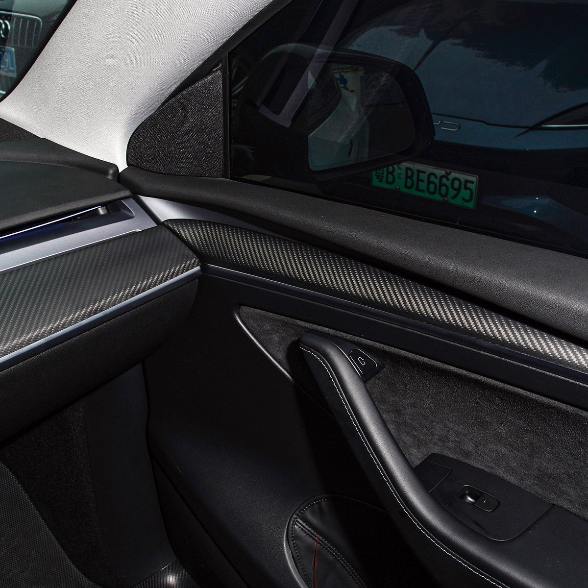 Sikunuo Model 3 / Y Door Panel Trim - Carbon Fiber Interior Mods【2pcs】