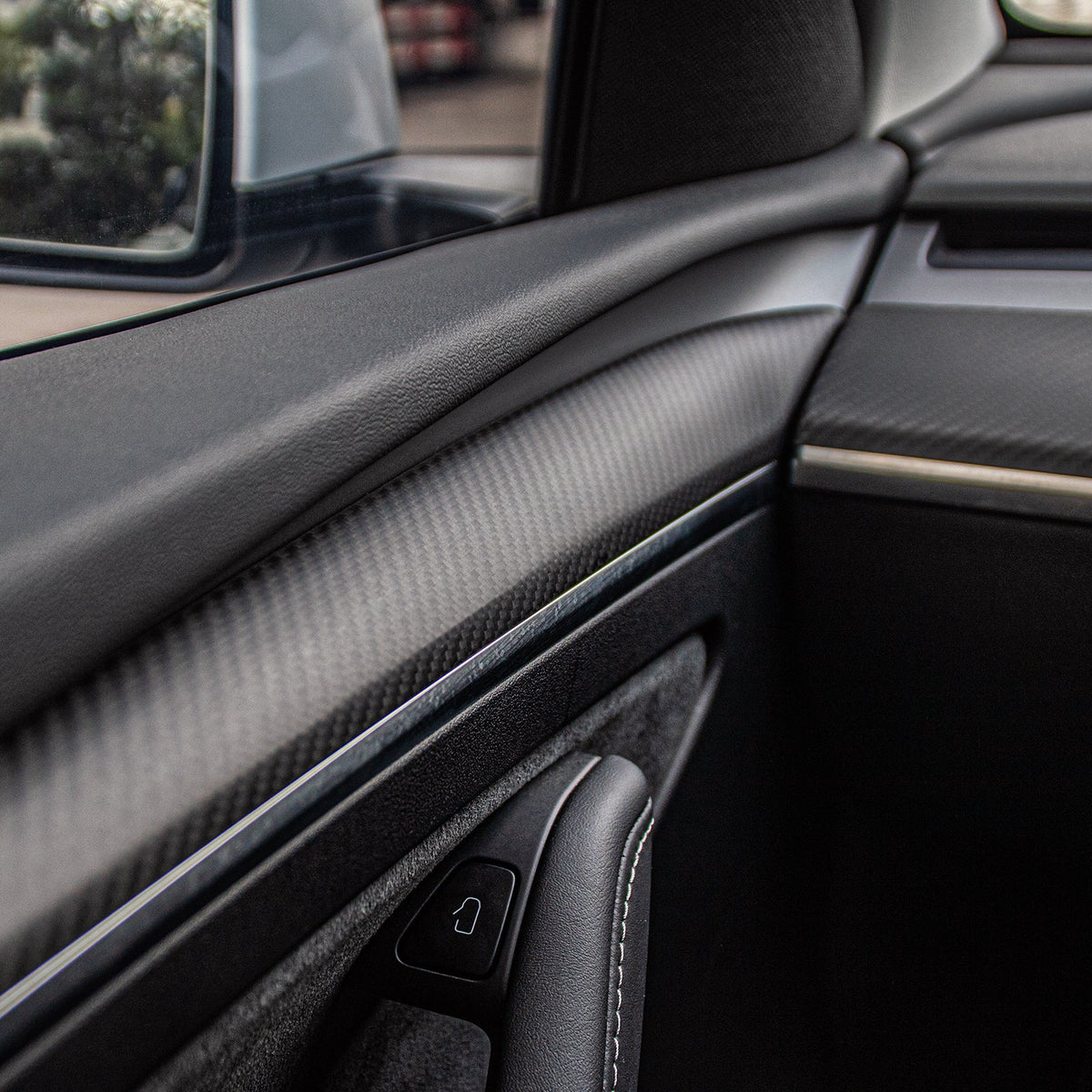 Sikunuo Model 3 / Y Door Panel Trim - Carbon Fiber Interior Mods【2pcs】