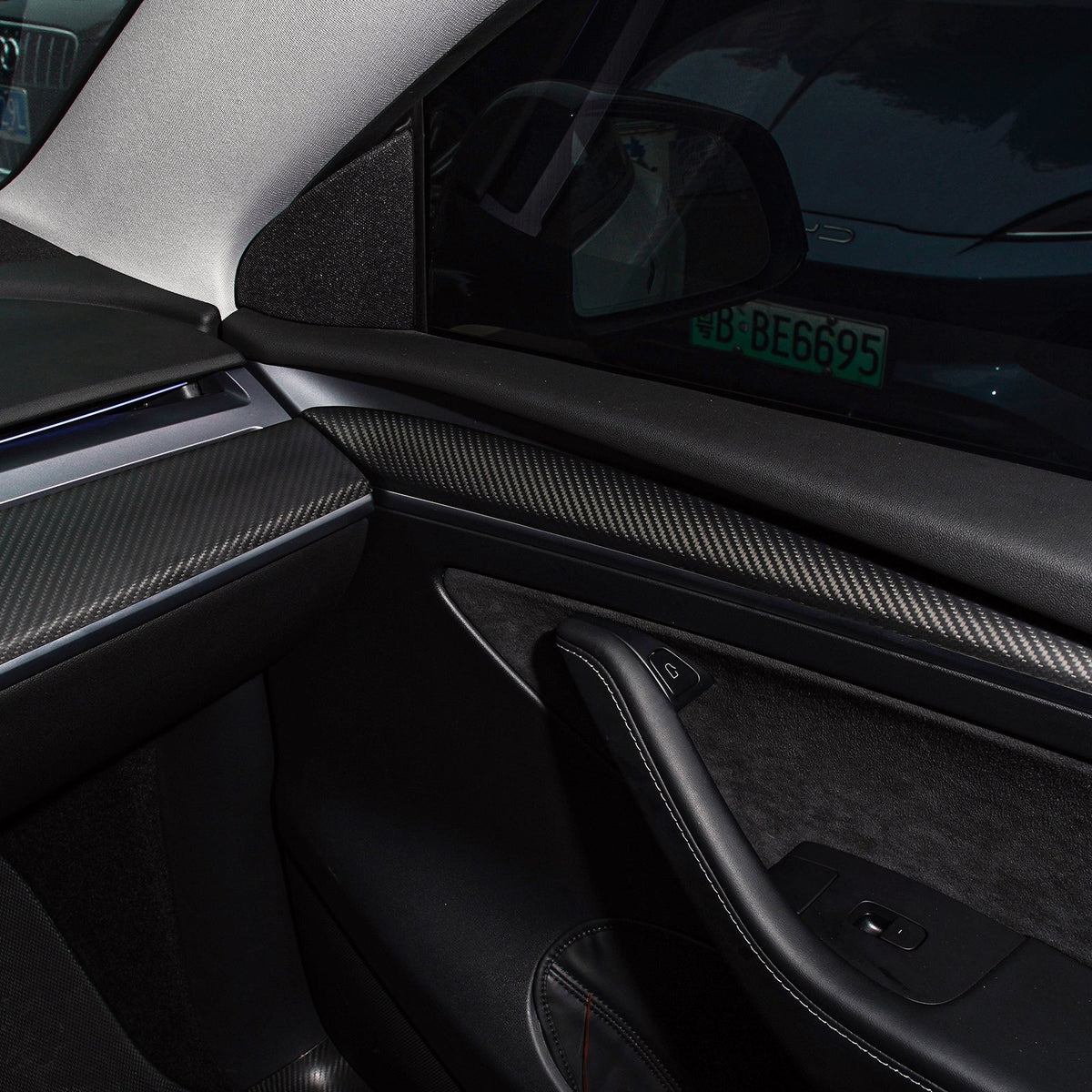 Sikunuo Model 3 / Y Door Panel Trim - Carbon Fiber Interior Mods【2pcs】