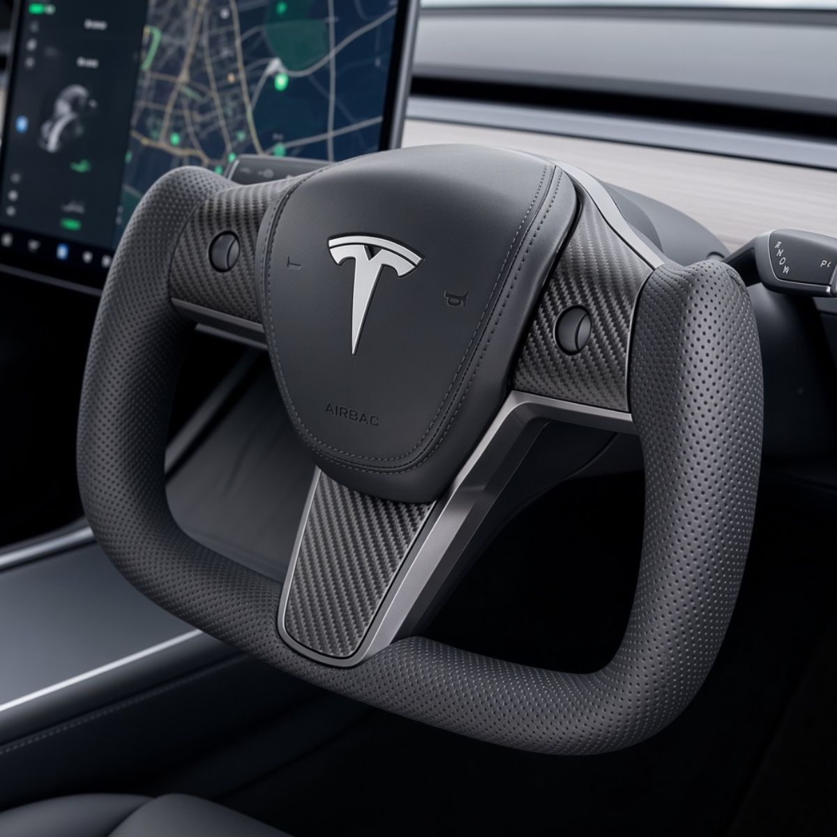 Sikunuo Perforated Leather Yoke Steering Wheel for Tesla Model 3 / Y【Style 35】