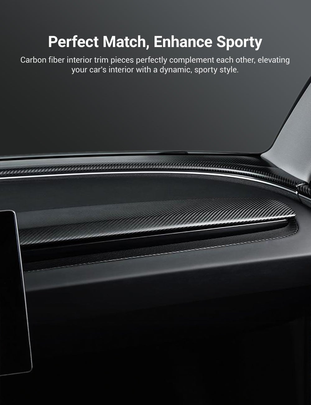 Sikunuo Real Dry Carbon Fiber Dashboard Cover Overlay for Model 3 Highland / Model Y Juniper