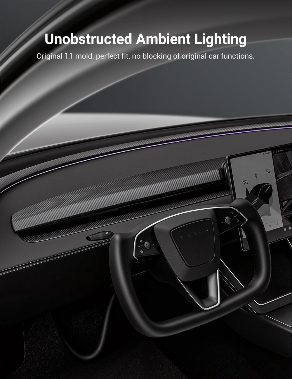 Sikunuo Real Dry Carbon Fiber Dashboard Cover Overlay for Model 3 Highland / Model Y Juniper