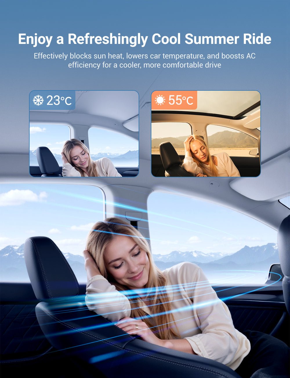 Sikunuo Retractable Sun Shade for Model Y Juniper