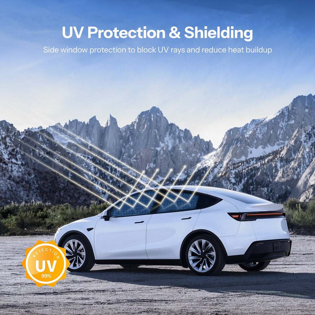 Sikunuo Retractable Window Sunshade for Model Y Juniper | Snap-on Install