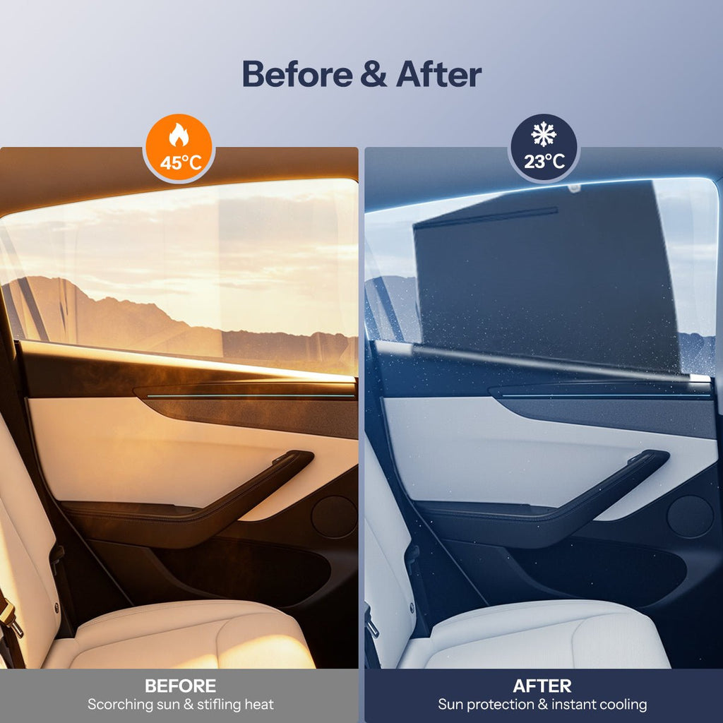 Sikunuo Retractable Window Sunshade for Model Y Juniper | Snap-on Install