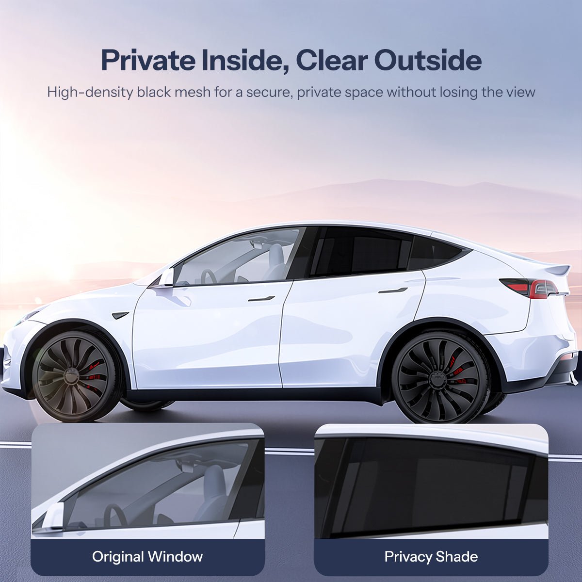 Sikunuo Retractable Window Sunshade for Model Y Juniper | Snap-on Install