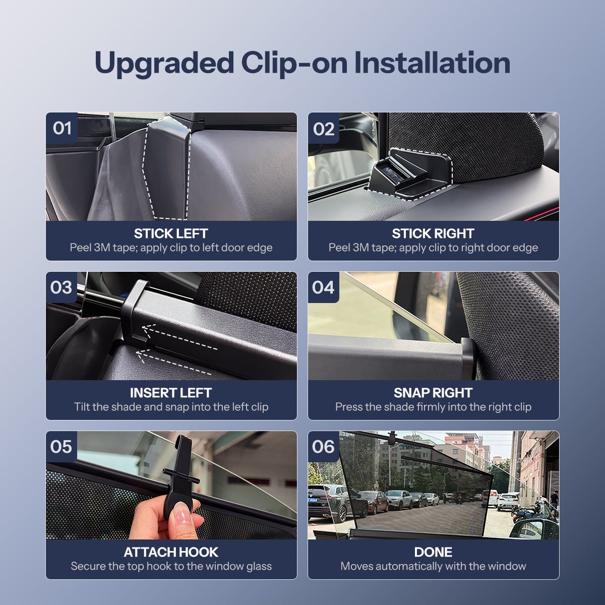 Sikunuo Retractable Window Sunshade for Model Y Juniper | Snap-on Install