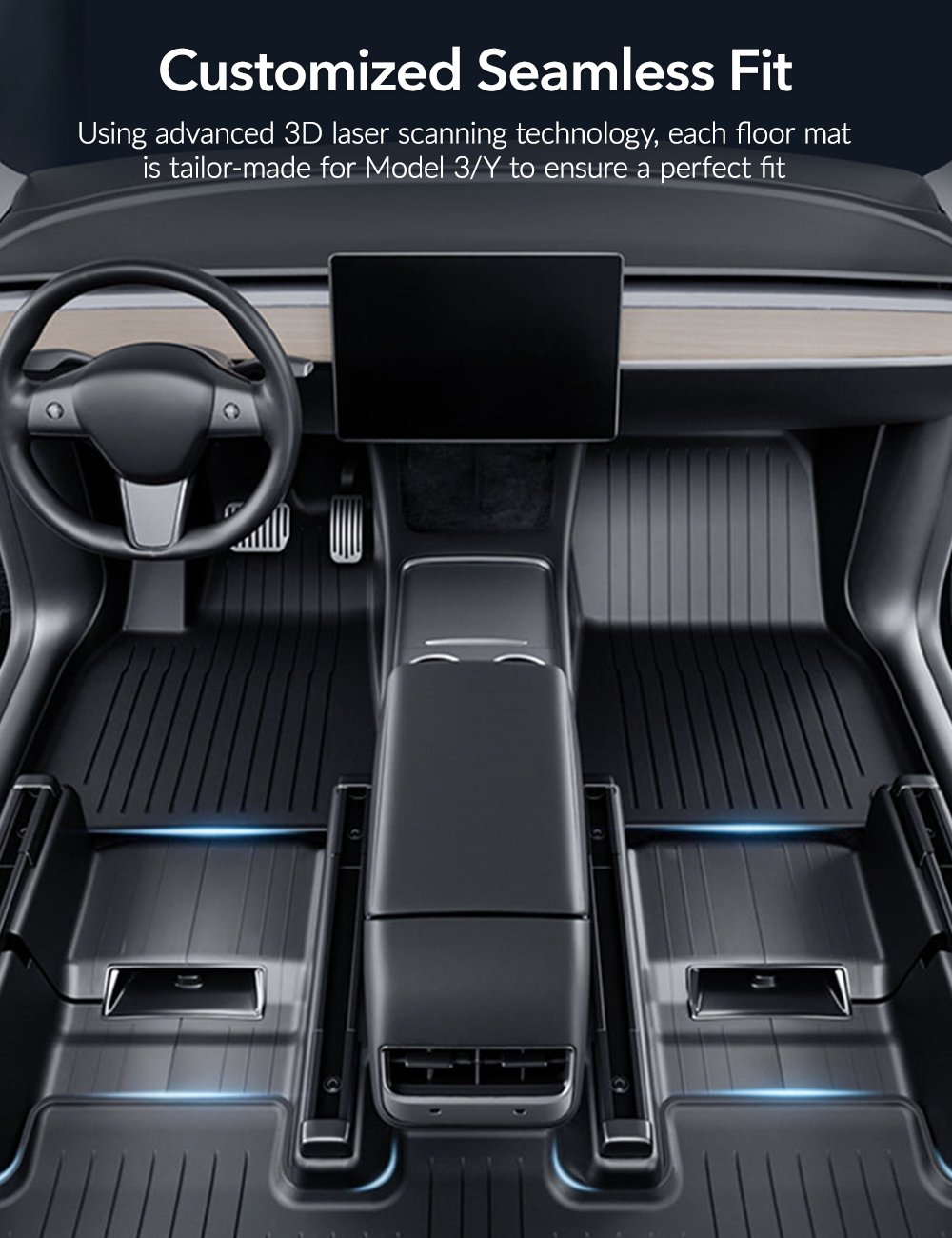 Sikunuo TPE All Weather Floor Mats for Tesla Model Y & Model 3