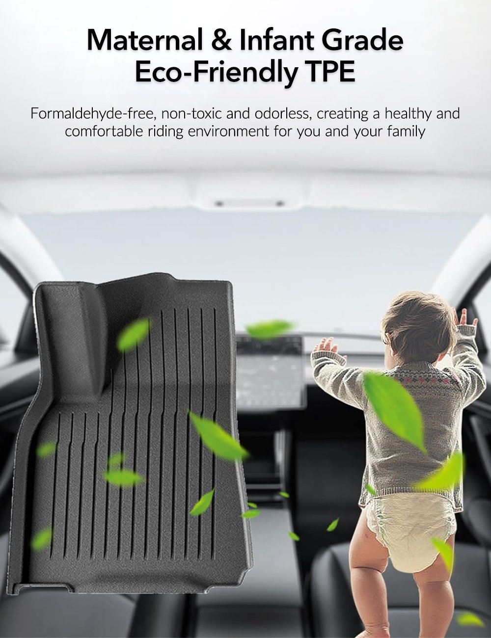 Sikunuo TPE All Weather Floor Mats for Tesla Model Y & Model 3