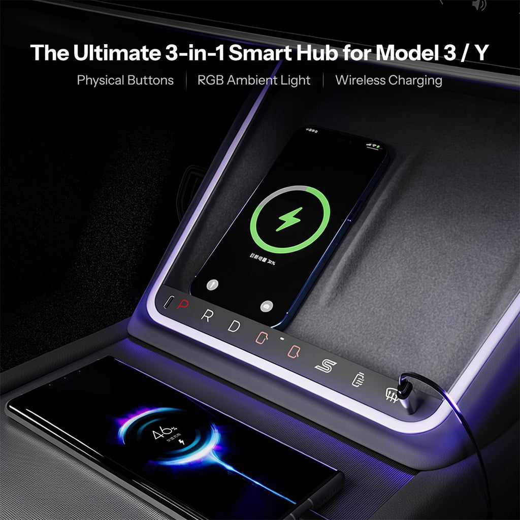 Sikunuo Wireless Charging Smart Button with Ambient Light for Model 3 Highland / Y Juniper