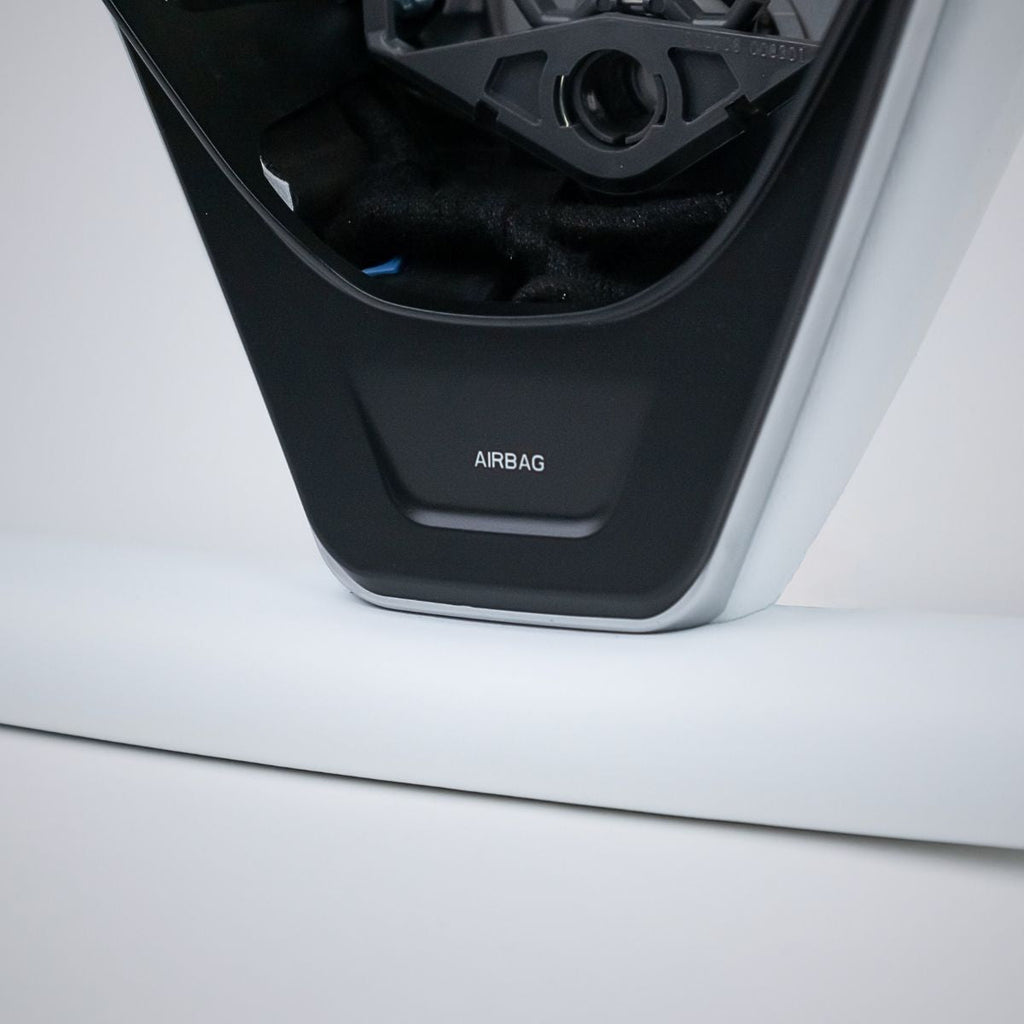 Sikunuo Yoke Plaid Steering Wheel for Tesla Model 3 / Y【White Leather】