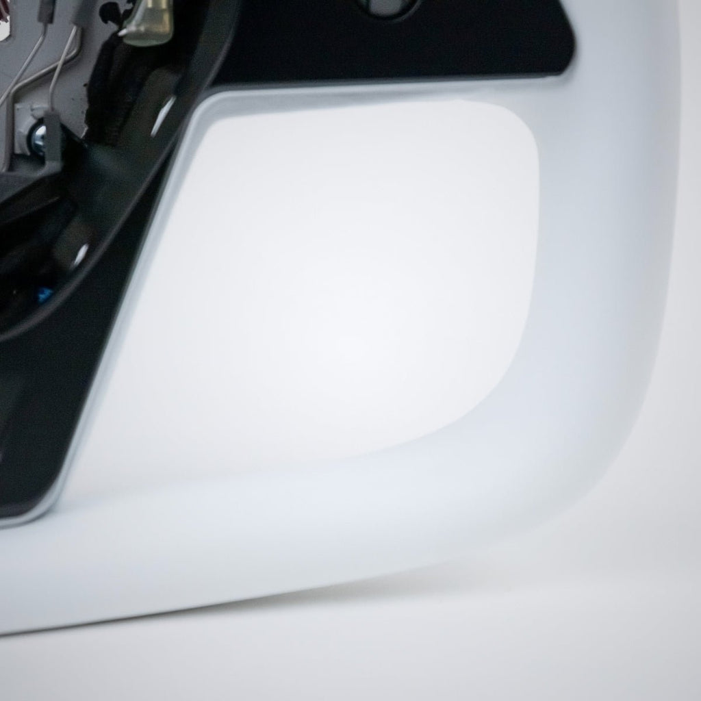Sikunuo Yoke Plaid Steering Wheel for Tesla Model 3 / Y【White Leather】
