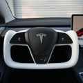 Sikunuo Yoke Plaid Steering Wheel for Tesla Model 3 / Y【White Leather】