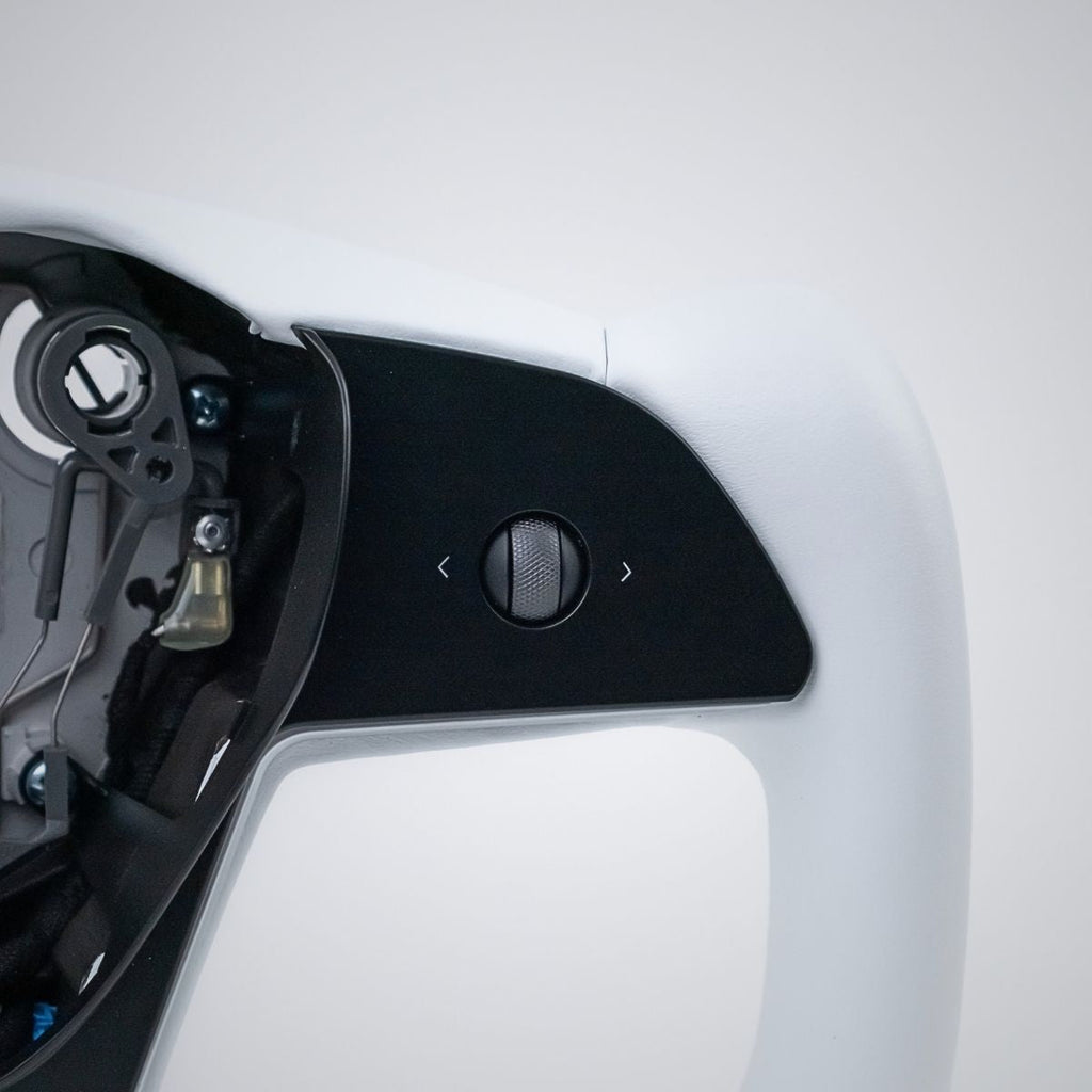 Sikunuo Yoke Plaid Steering Wheel for Tesla Model 3 / Y【White Leather】