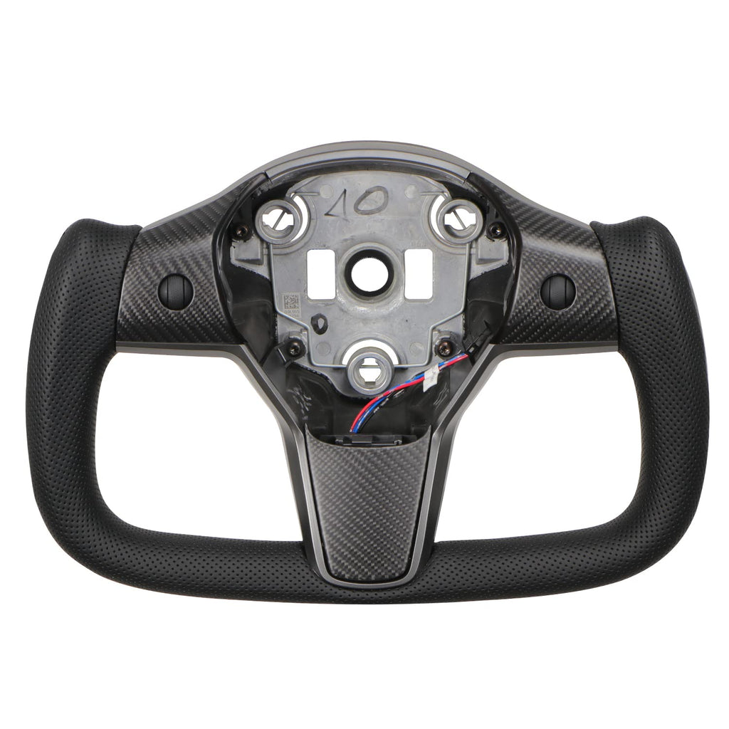 Sikunuo Perforated Leather Yoke Steering Wheel for Tesla Model 3 / Y【Style 35】