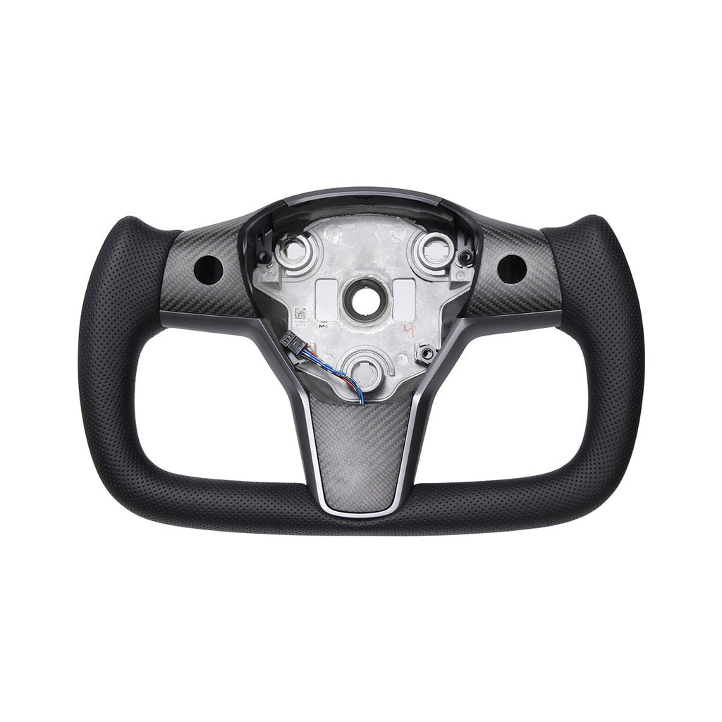 Sikunuo Perforated Leather Yoke Steering Wheel for Tesla Model 3 / Y【Style 35】