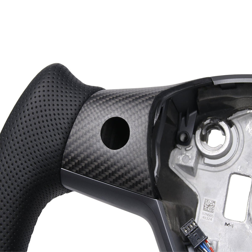Sikunuo Perforated Leather Yoke Steering Wheel for Tesla Model 3 / Y【Style 35】