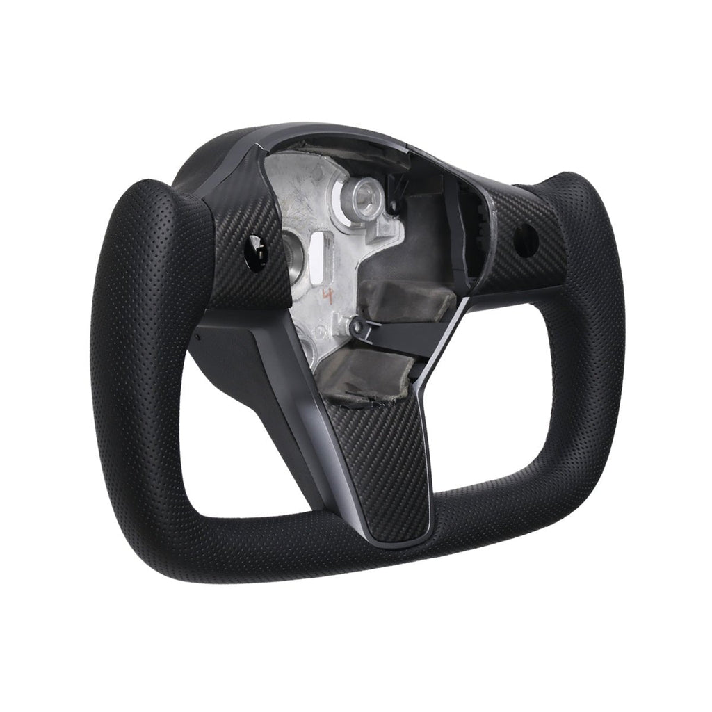 Sikunuo Perforated Leather Yoke Steering Wheel for Tesla Model 3 / Y【Style 35】