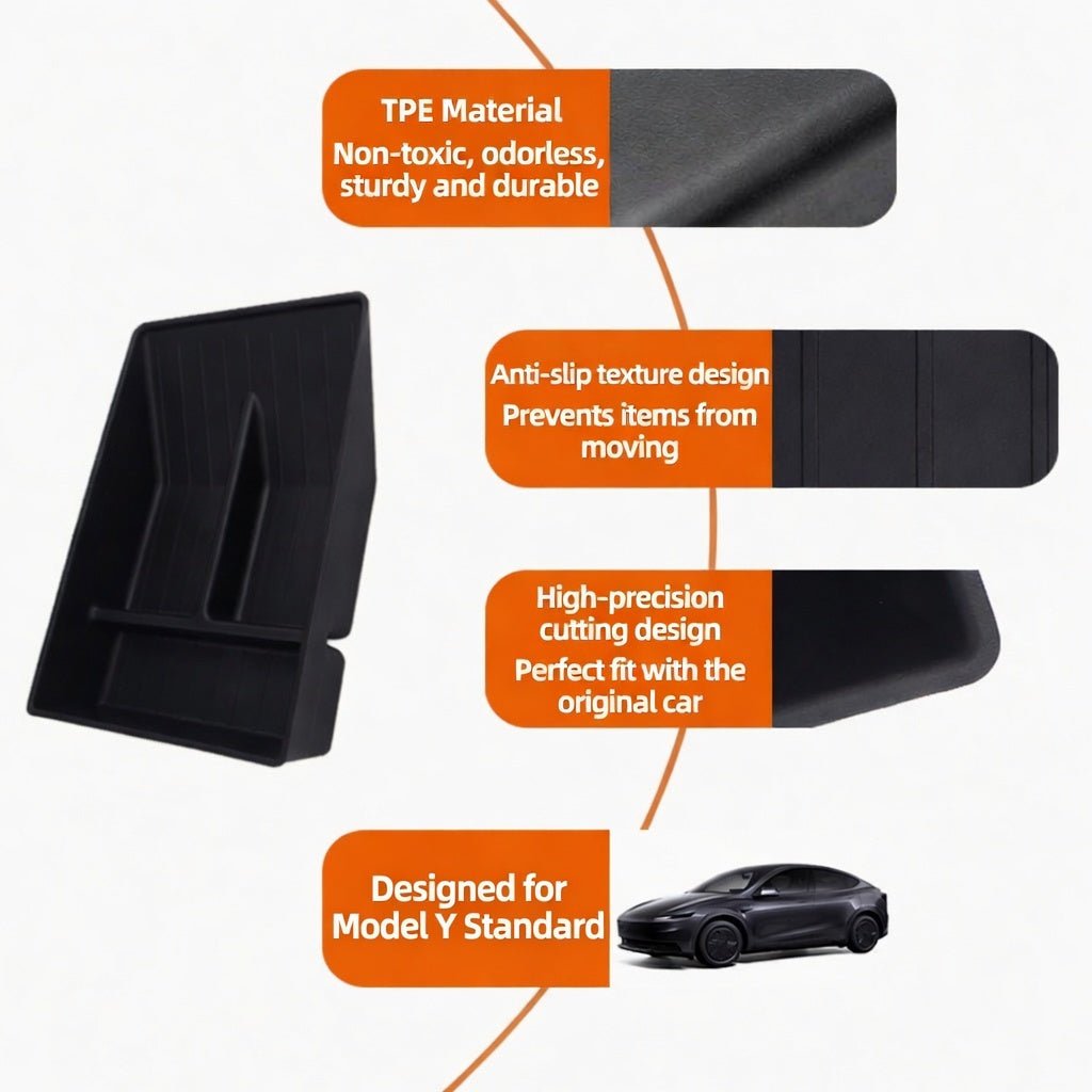 TPE Armrest Box Hidden Storage Tray for Model Y Standard