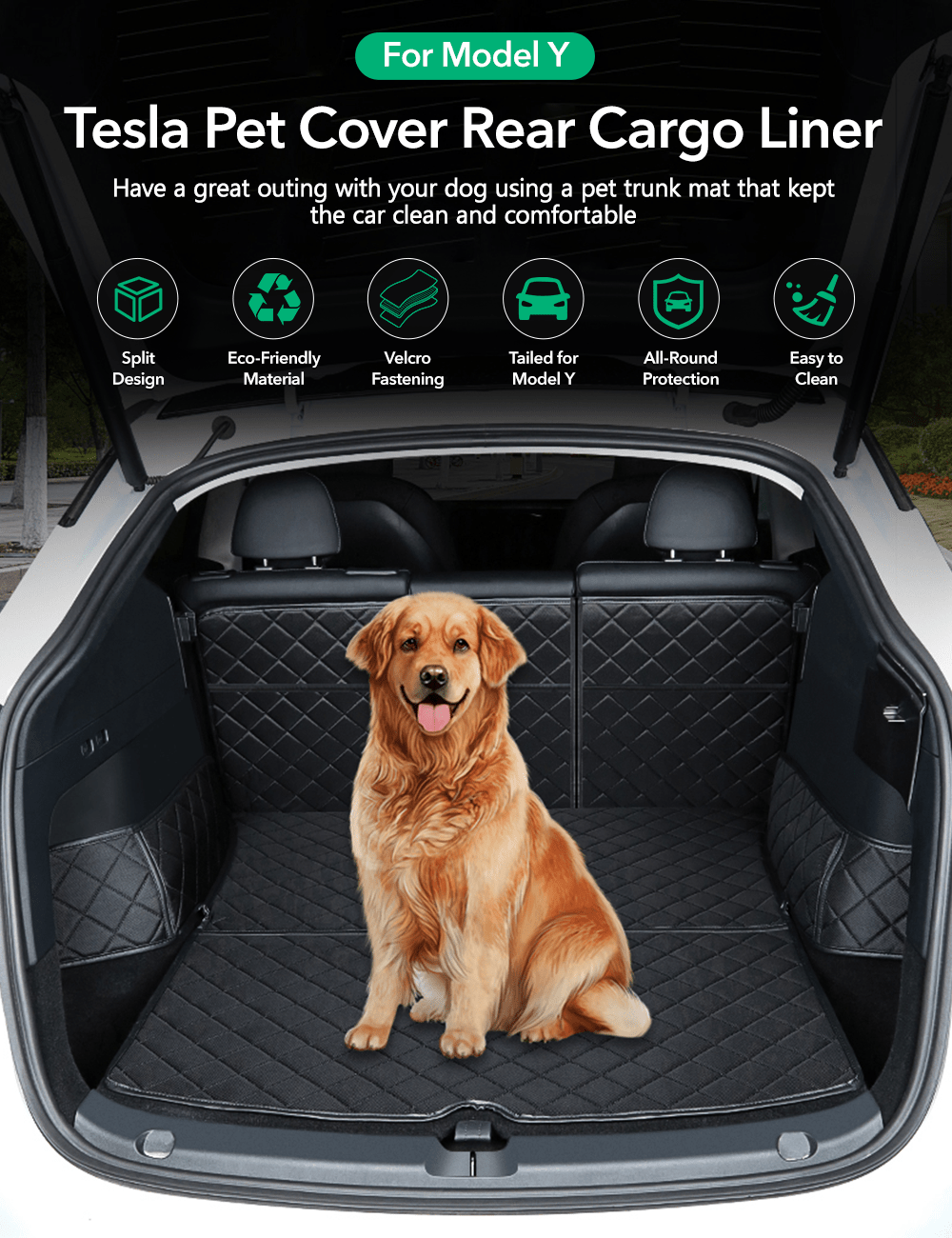 Trunk Mat Waterproof Car Dog Cover for Model Y | Sikunuo