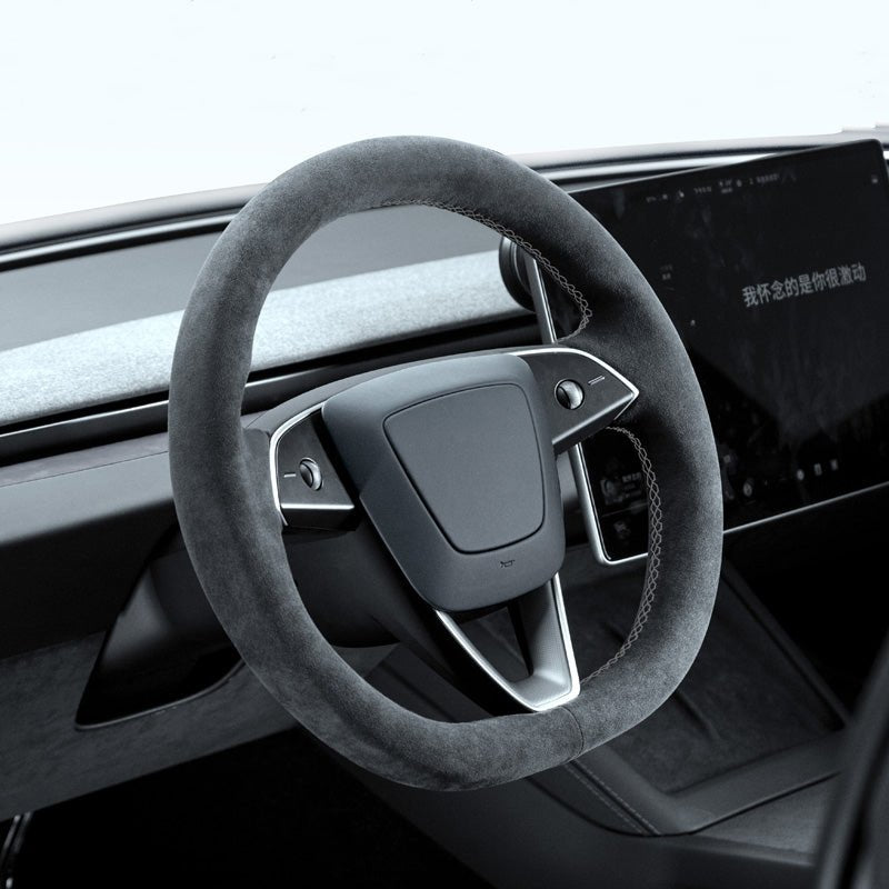Sikunuo Alcantara Steering Wheel Cover for Model Y Juniper / Model 3 Highland / Model YL