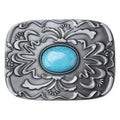 Turquoise Western Belt Buckle Antique Floral Style