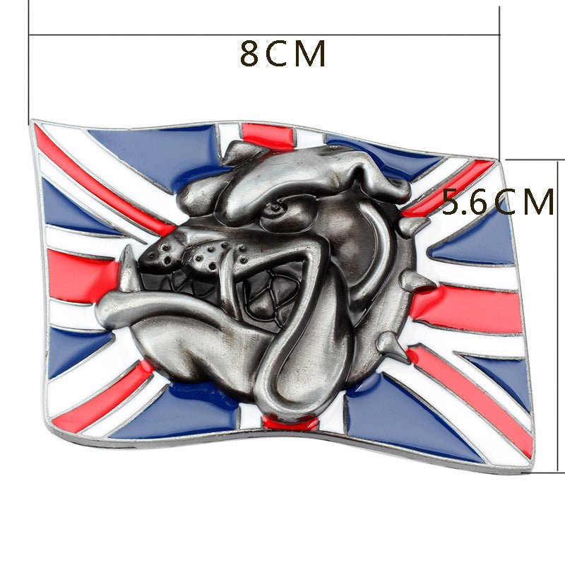 United Kingdom Flag Bulldog Western Belt Buckle