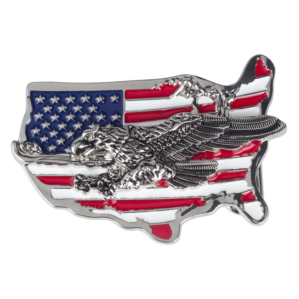 USA Map Eagle Western Belt Buckle