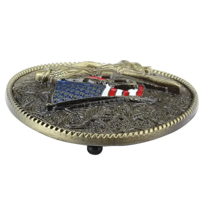 Western American Flag Cowboy Belt Buckle