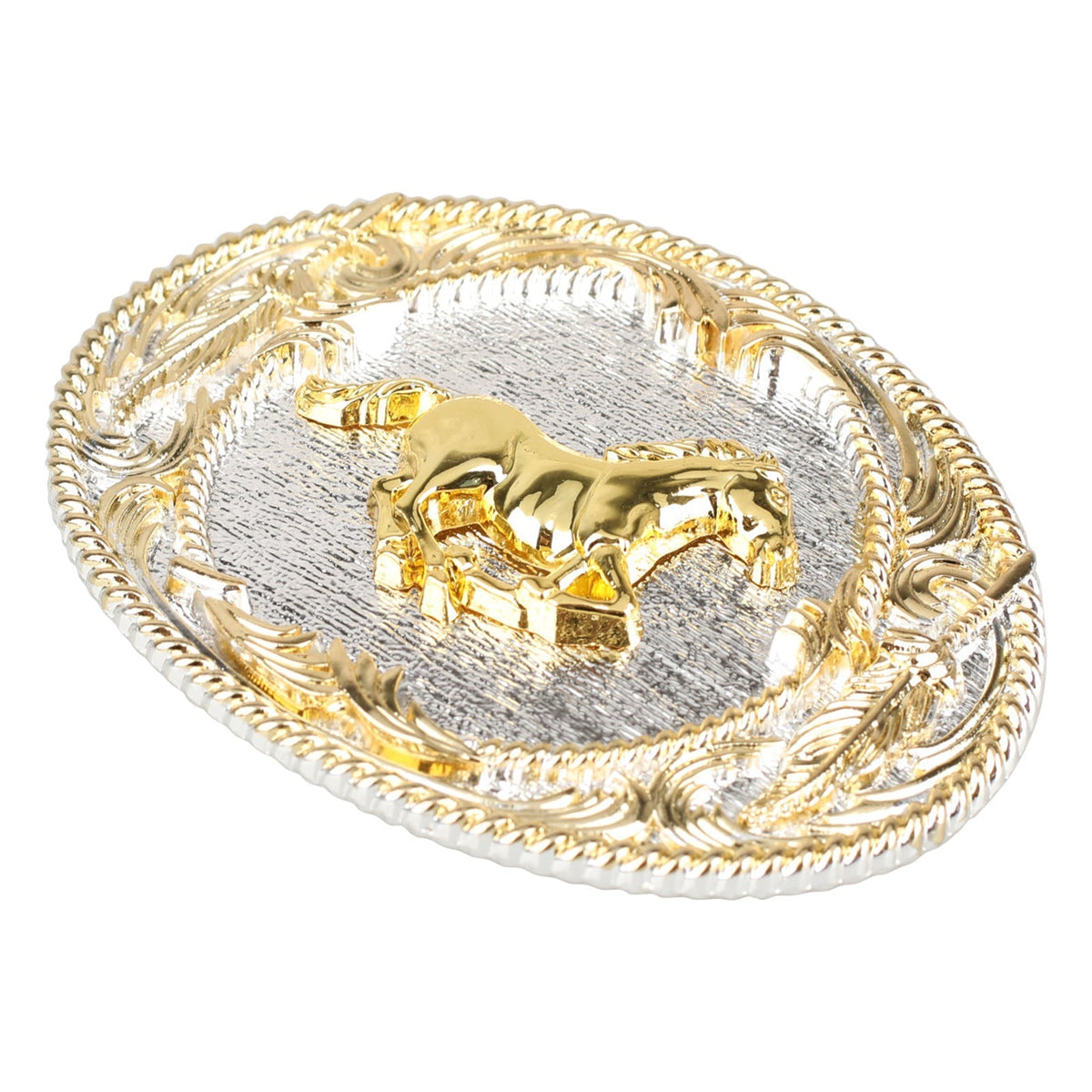 Western Belt Buckle Gold Silver Oval