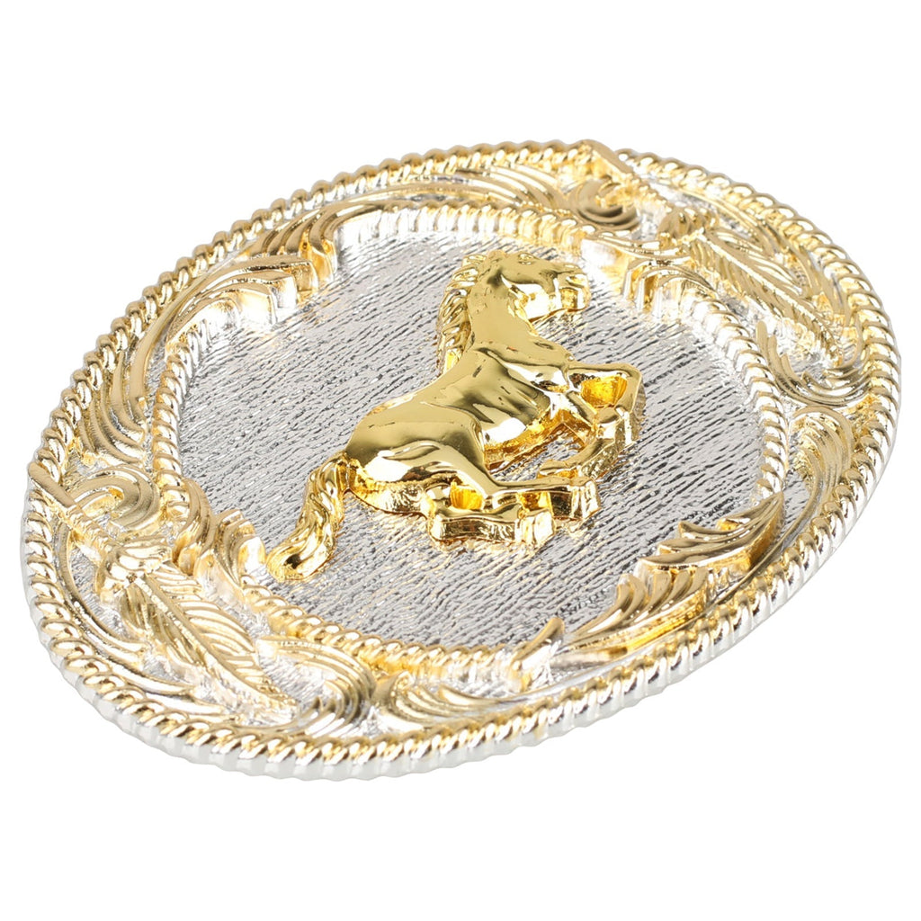 Western Belt Buckle Gold Silver Oval
