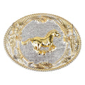 Western Belt Buckle Gold Silver Oval