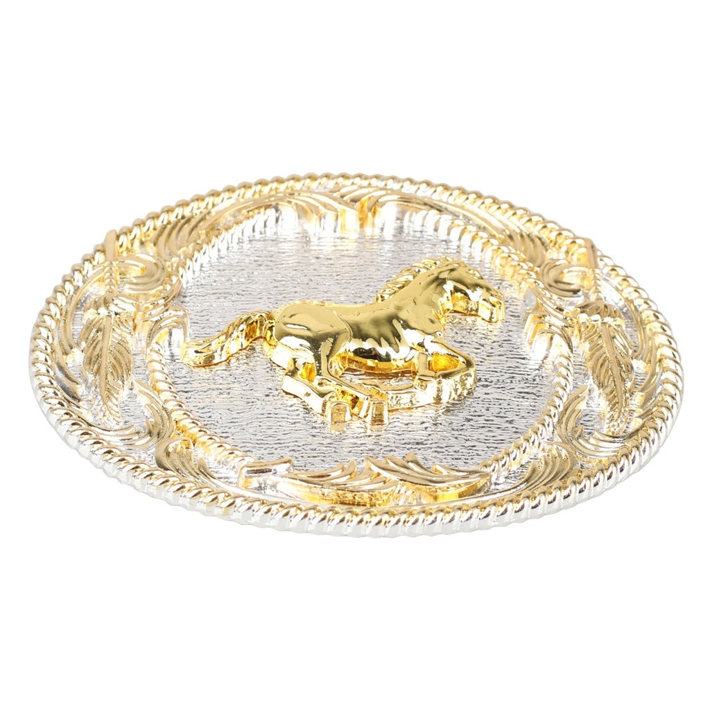 Western Belt Buckle Gold Silver Oval