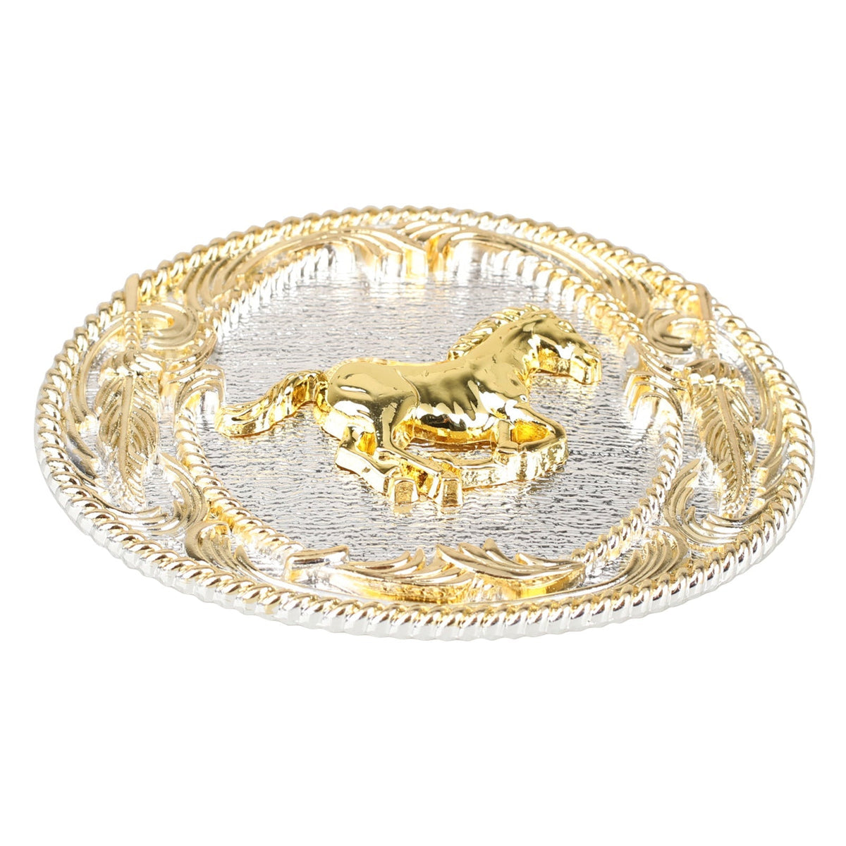 Western Belt Buckle Gold Silver Oval