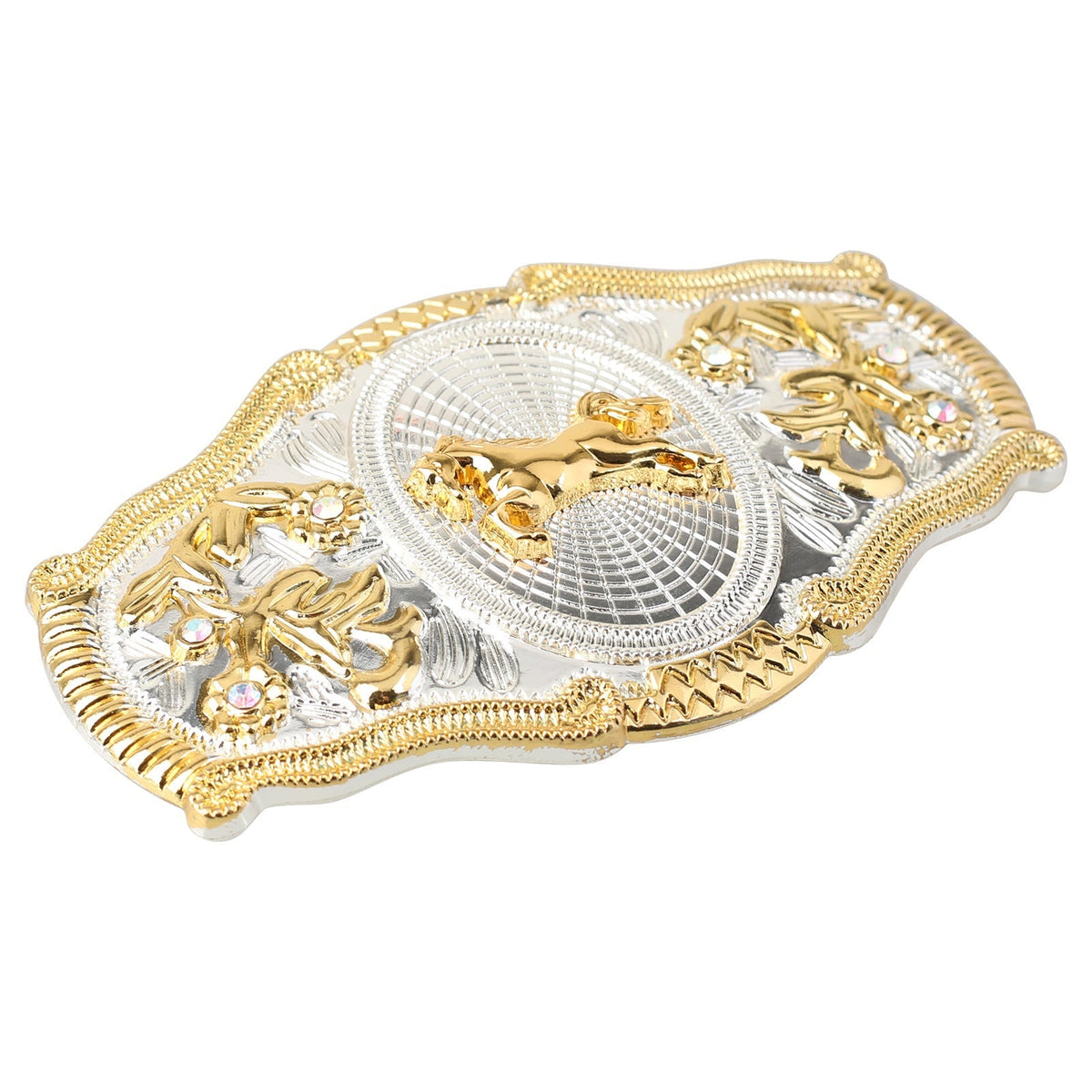 Western Cowboy 3D Relief Gold & Silver Two-Tone Belt Buckle