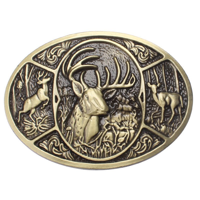 Western Deer Buck Belt Buckle Oval Hunting Wildlife Outdoors