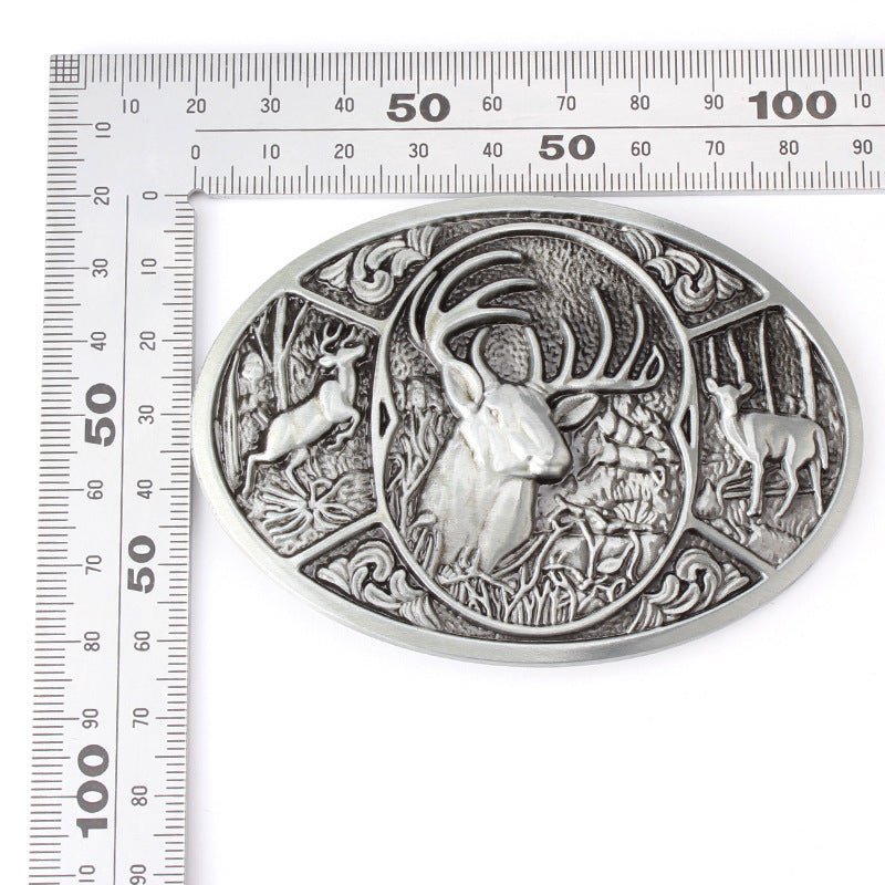 Western Deer Buck Belt Buckle Oval Hunting Wildlife Outdoors