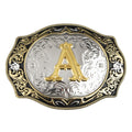 Western Initial Gold Engraved Belt Buckle