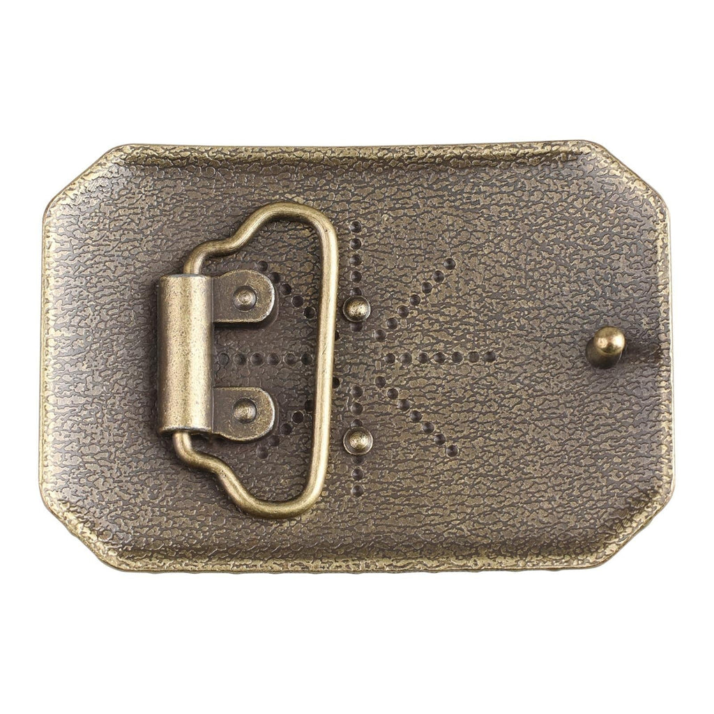 Western Longhorn Bull Belt Buckle Antique Bronze Floral Square Cowboy