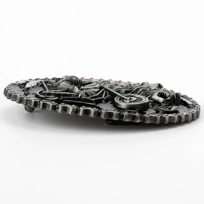 Western Wolf and Motorcycle Belt Buckle