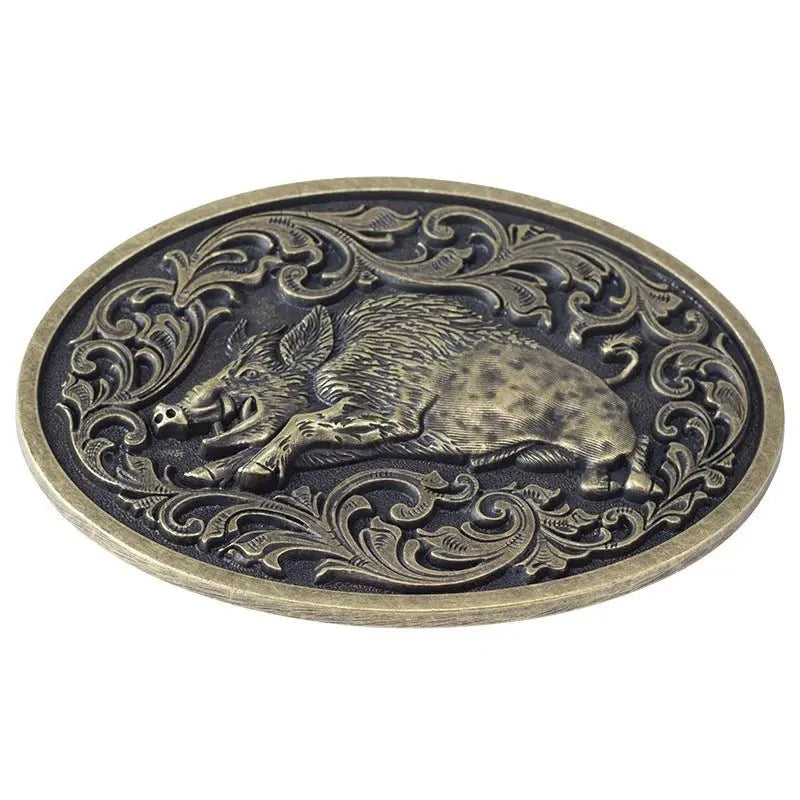 Wild Boar Brass Belt Buckle