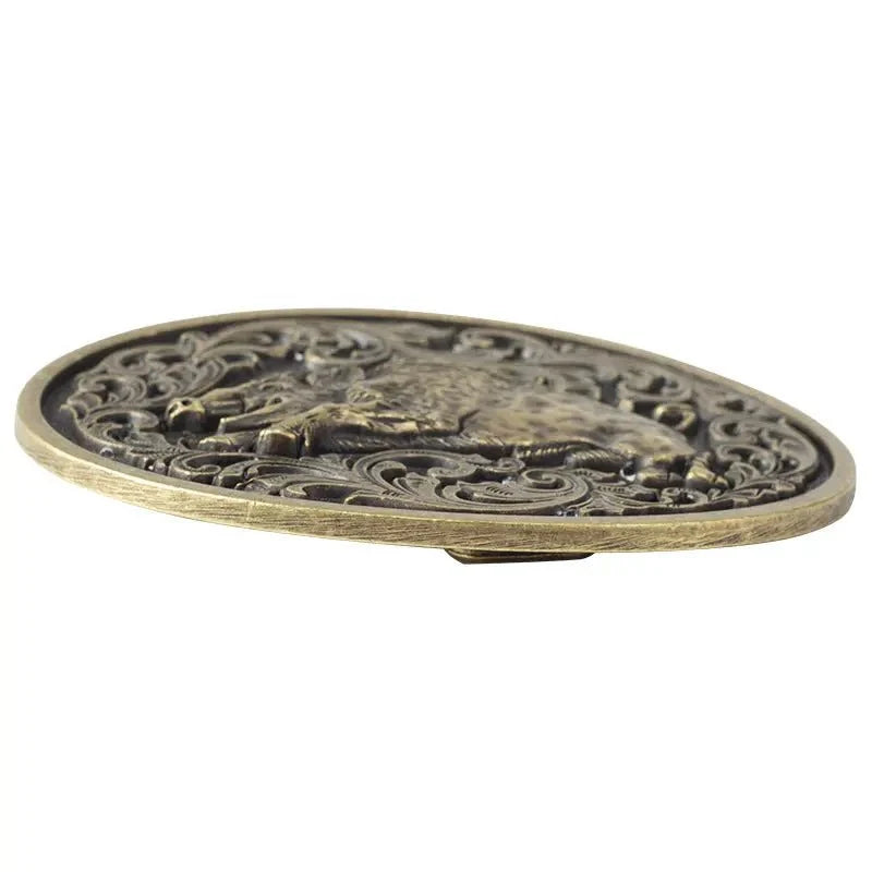 Wild Boar Brass Belt Buckle