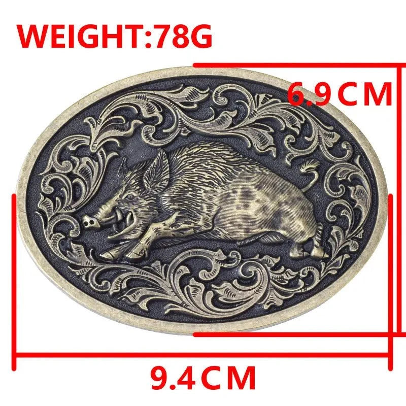 Wild Boar Brass Belt Buckle