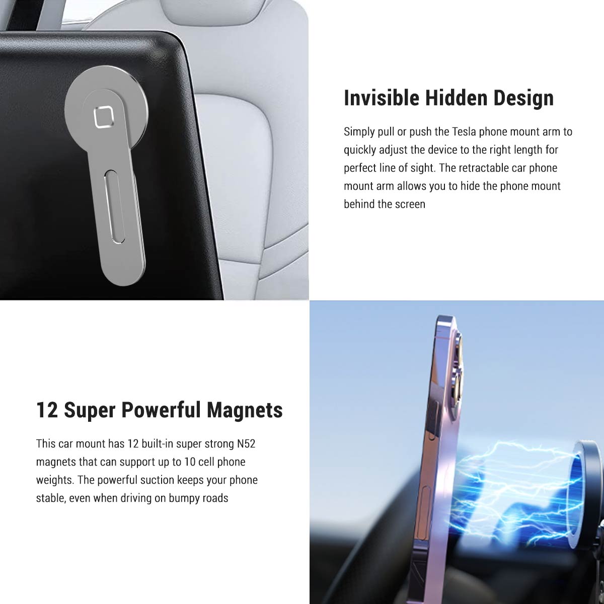 Sikunuo Wireless Magsafe Mount for Tesla Model 3/Y/S/X/Cybertruck