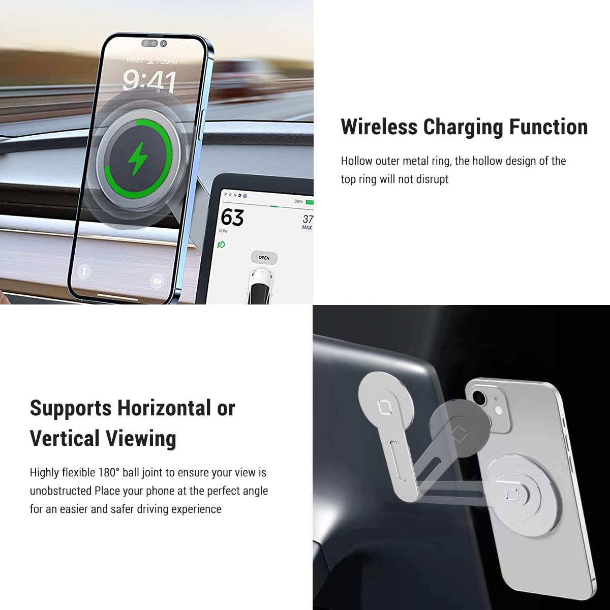 Sikunuo Wireless Magsafe Mount for Tesla Model 3/Y/S/X/Cybertruck