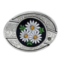 Daisy Flower Oval Western Belt Buckle White