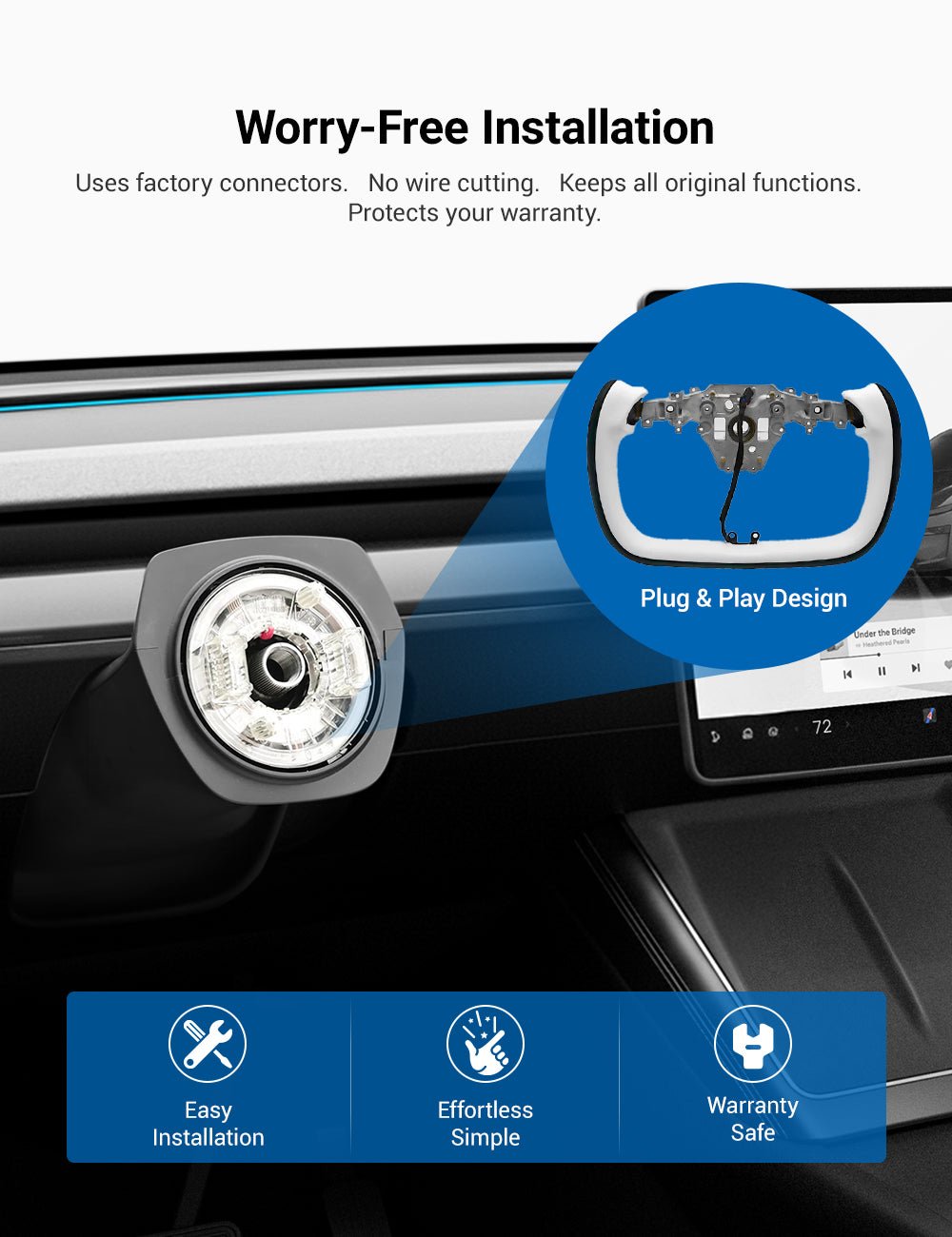 Yoke Steering Wheel for Model 3 Highland / Model Y Juniper【Two-Tone Style】